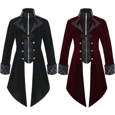 Men's Medieval Retro Christmas Tuxedo Coat - Mid-Length Punk Style
