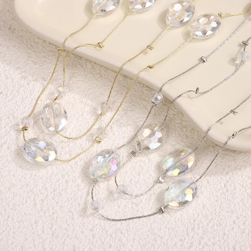 Všestranný dlouhý křišťálový náhrdelník: Módní šperky s řetízkem na svetr (170 cm)