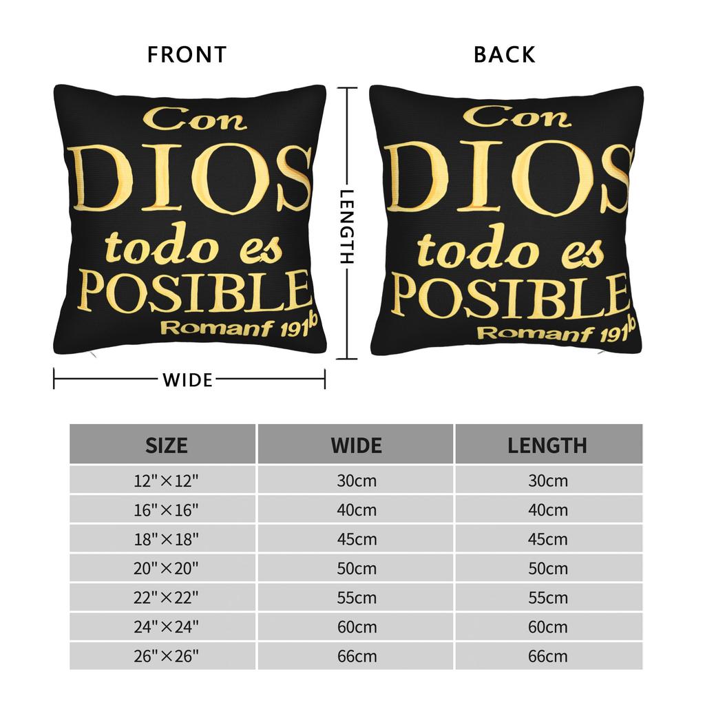 Con Dios Todo Es Posible Pillow Case Print Pillow Cover For Living Room Bed Chair Morden Pillowcases