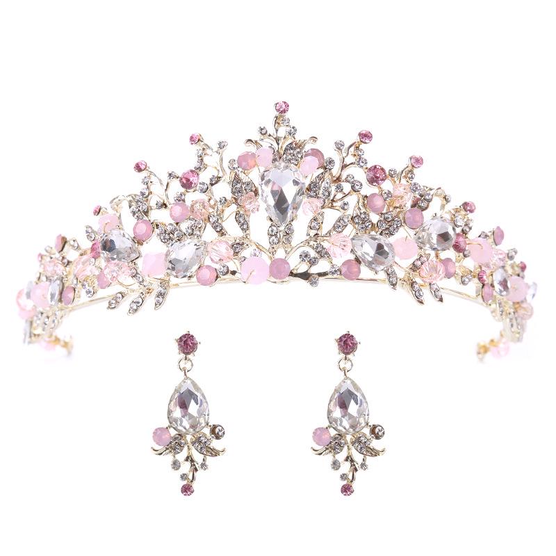 Pink Crystal Crown for Brides Princess Crown for Brides Wedding Dress Accessories Crown Hair Accessories