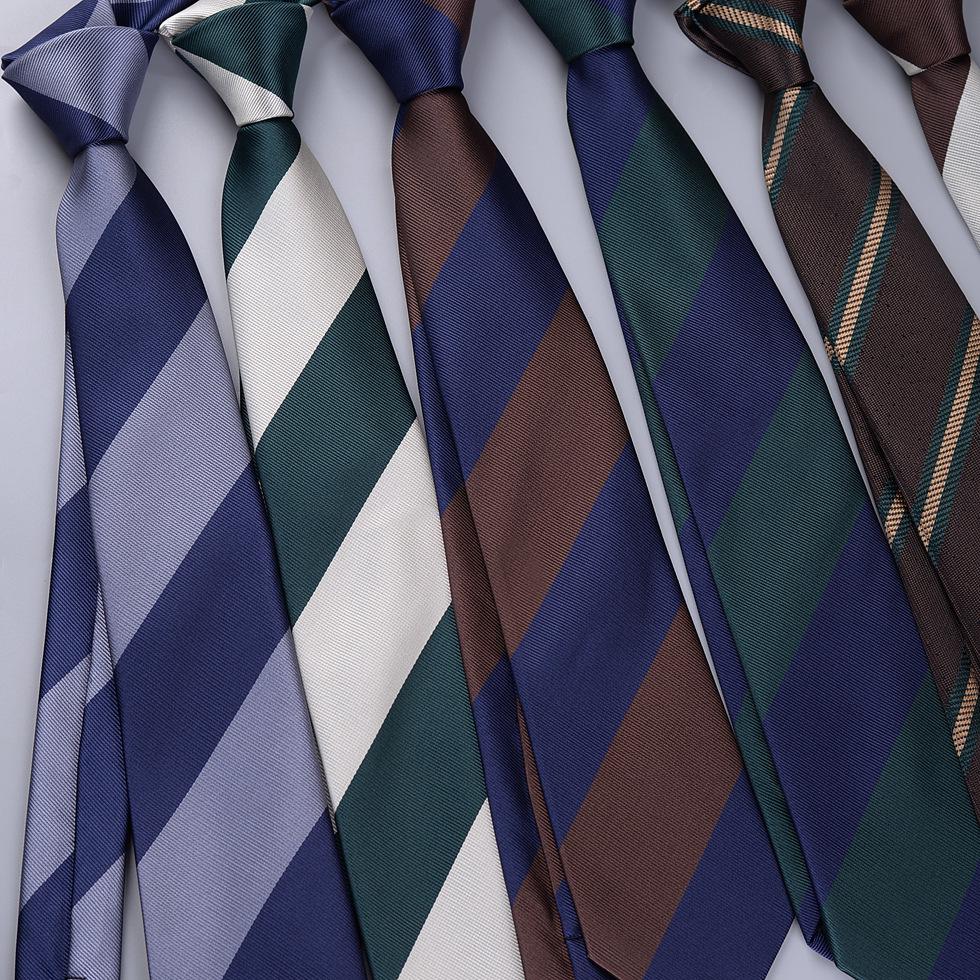 Versatile Retro Striped Tie for Men - Hand-Knotted British Korean Style In Brown, Green, and Blue for Business and Formal Wear.