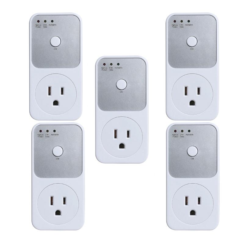 Small Outlet Protector Voltage Fluctuation Monitoring Auto Power Cuts Included ABS Suitable for US Refrigerators