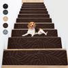 3pcs 76x20cm Adhesive Free Self-adhesive Stair Mat Anti-slip Step Pad Repeatedly Used Floor Rug Brushed Embossed Carpet