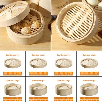 13-33cm Chinese Dumplings Bamboo Steamer Cooker/Lid Dimsum Steamer Fish Rice Vegetable Basket Kitchen Cooking Tools