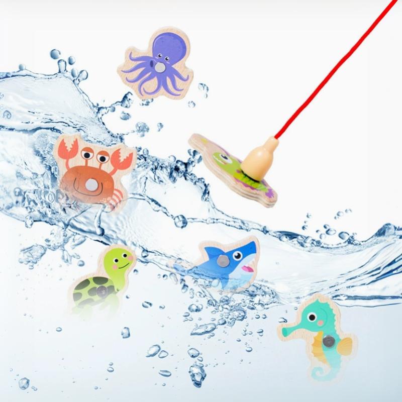 1 Set Montessori Marine Cognition Hand Eye Coordination Wooden Magnetic Fishing Toy Kids Early Educational Toys Birthday Gifts