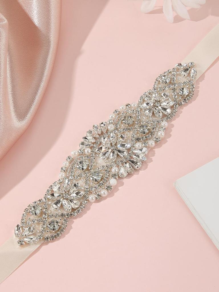 Versatile European and American Bride Belt: Hand-Sewn Rhinestone Patchwork Waist Accessory for Exquisite Wedding and Evening Dresses
