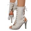Summer new fish mouth hollow sexy thin heel strap high heel Roman sandals