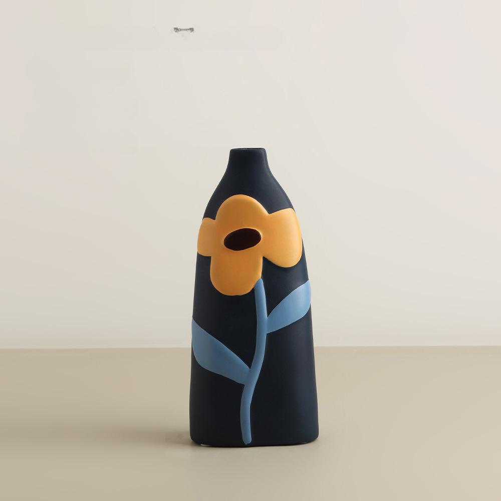 6style Hand-painted Ceramic Vase Living Room Flower Arrangement Creative Home Desktop Decorations Ornaments