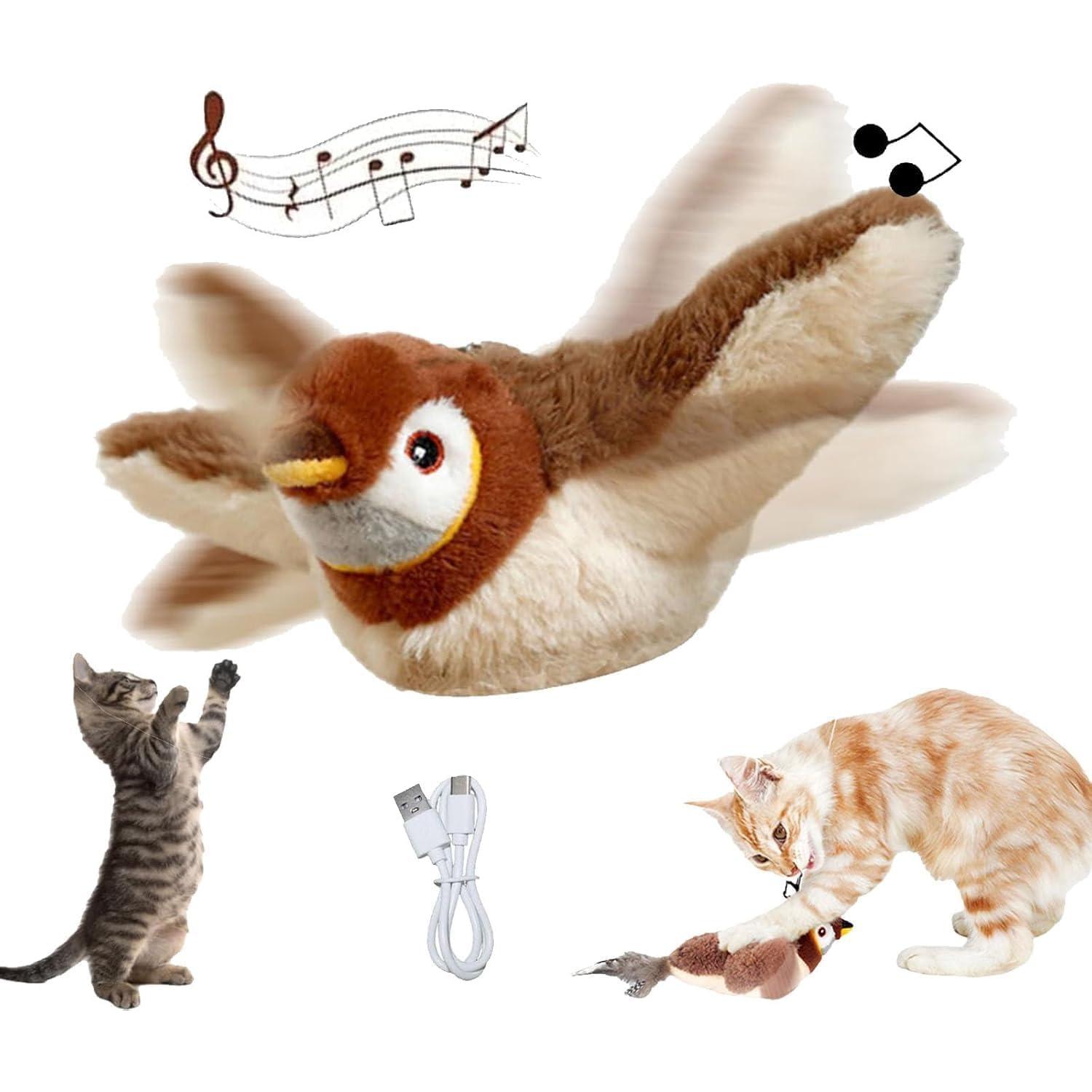 

Игрушка для кошек «Летающая птица» с чирикающими звуками и машущими крыльями для игр в помещении Sparrow