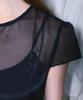 Rose Franz Sheer Layered Shirring Dress [Black]