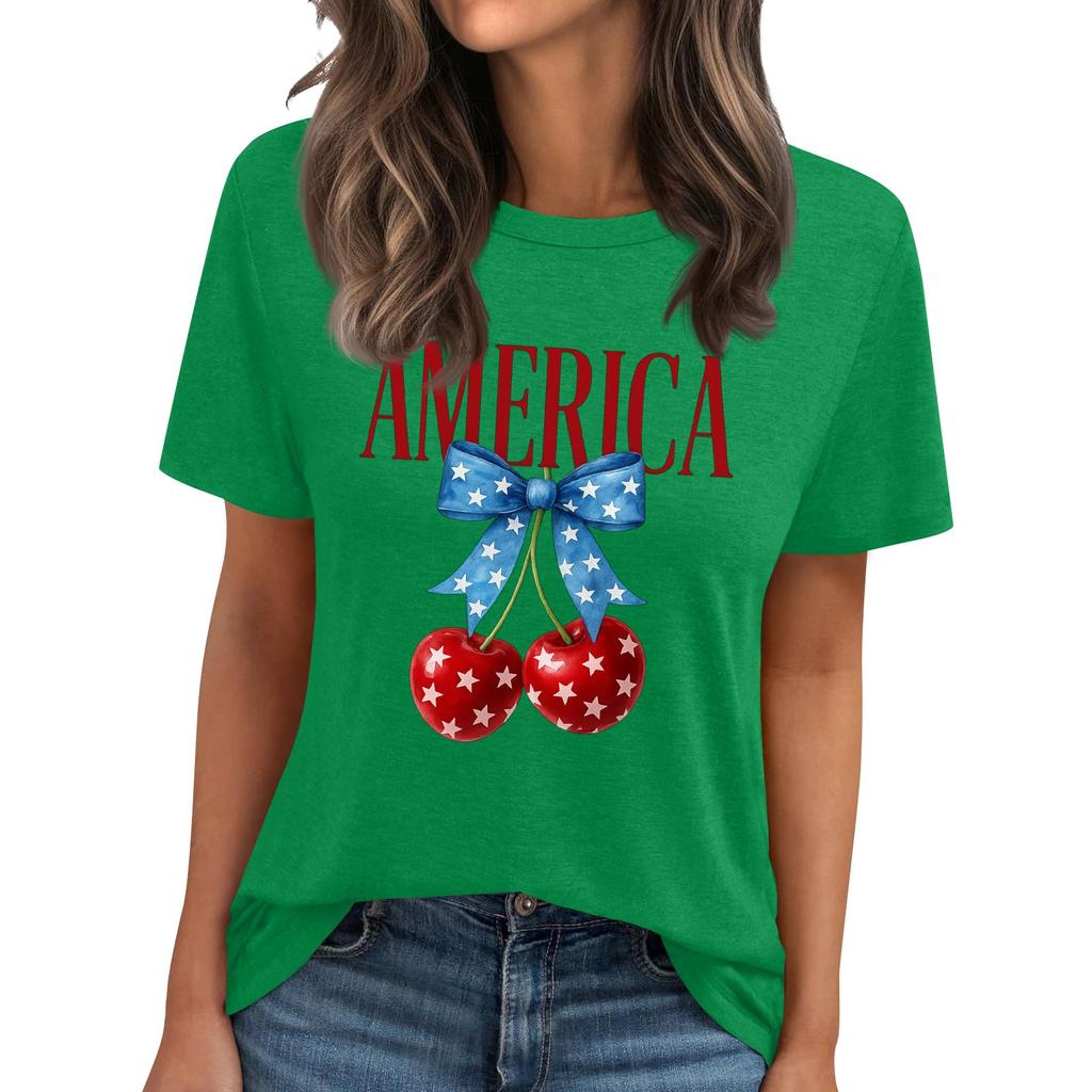 Top Tricou cu Mânecă Scurtă Imprimat cu Gât Rotund pentru Femei