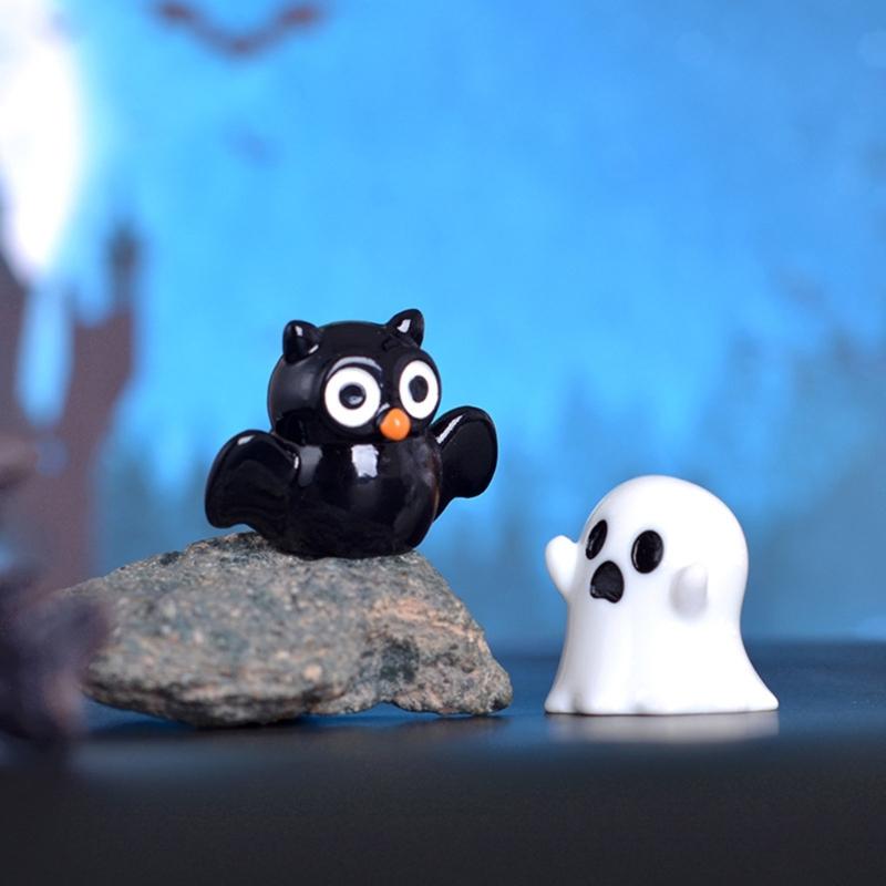 Resin Decorative Pumpkin Ghost Figurine Colorful Halloween Theme for Home and Office