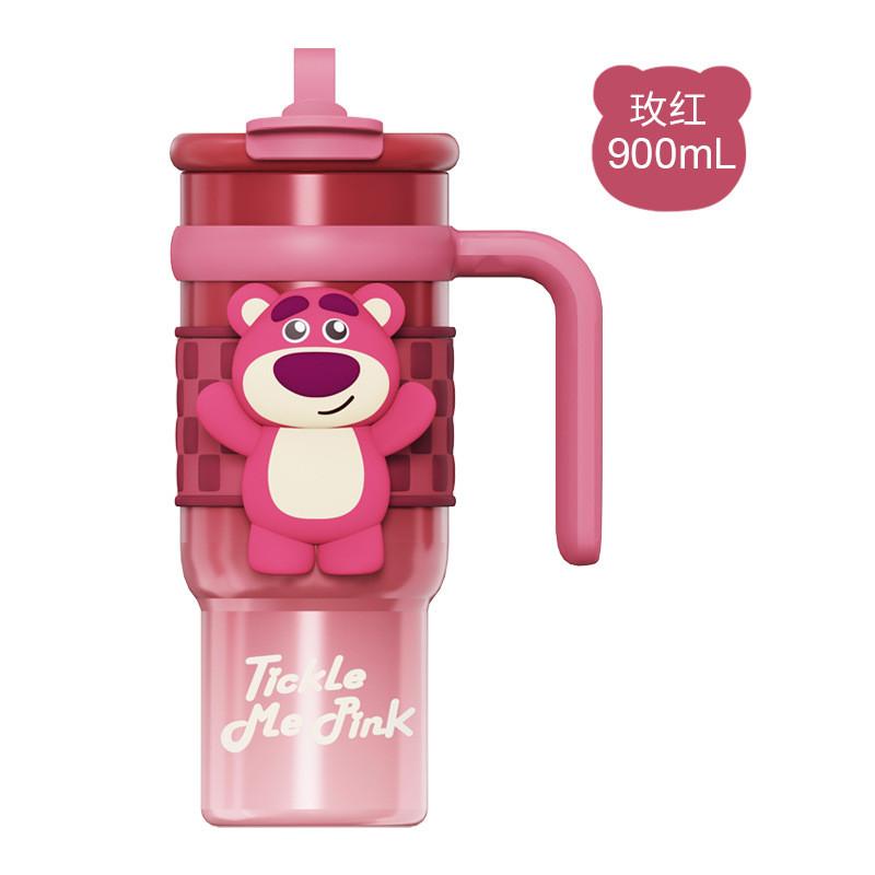 

Lotso Strawberry Bear 900ml Insulated Travel Mug With Straw For Office And Outdoor Use червоний