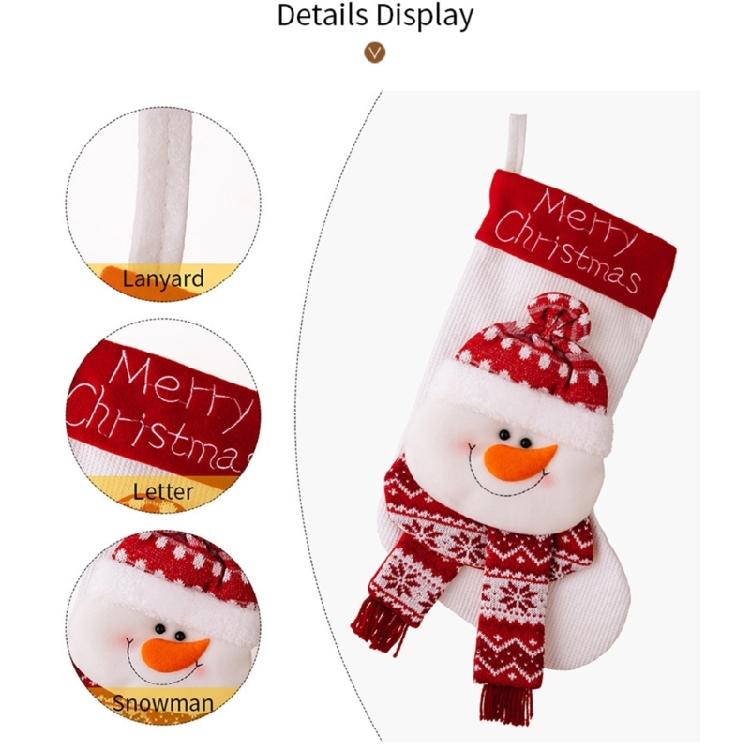 Christmas Theme Stocking Knitted Present Bag for Kids Santa/Snowman/Elk Christmas Socks Festival Mantels Accessory