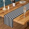 Classic Black and White Striped Table Runner Elegant Polyester Wood GrainTable Decor for Indoor Outdoor Halloween Banquet Party