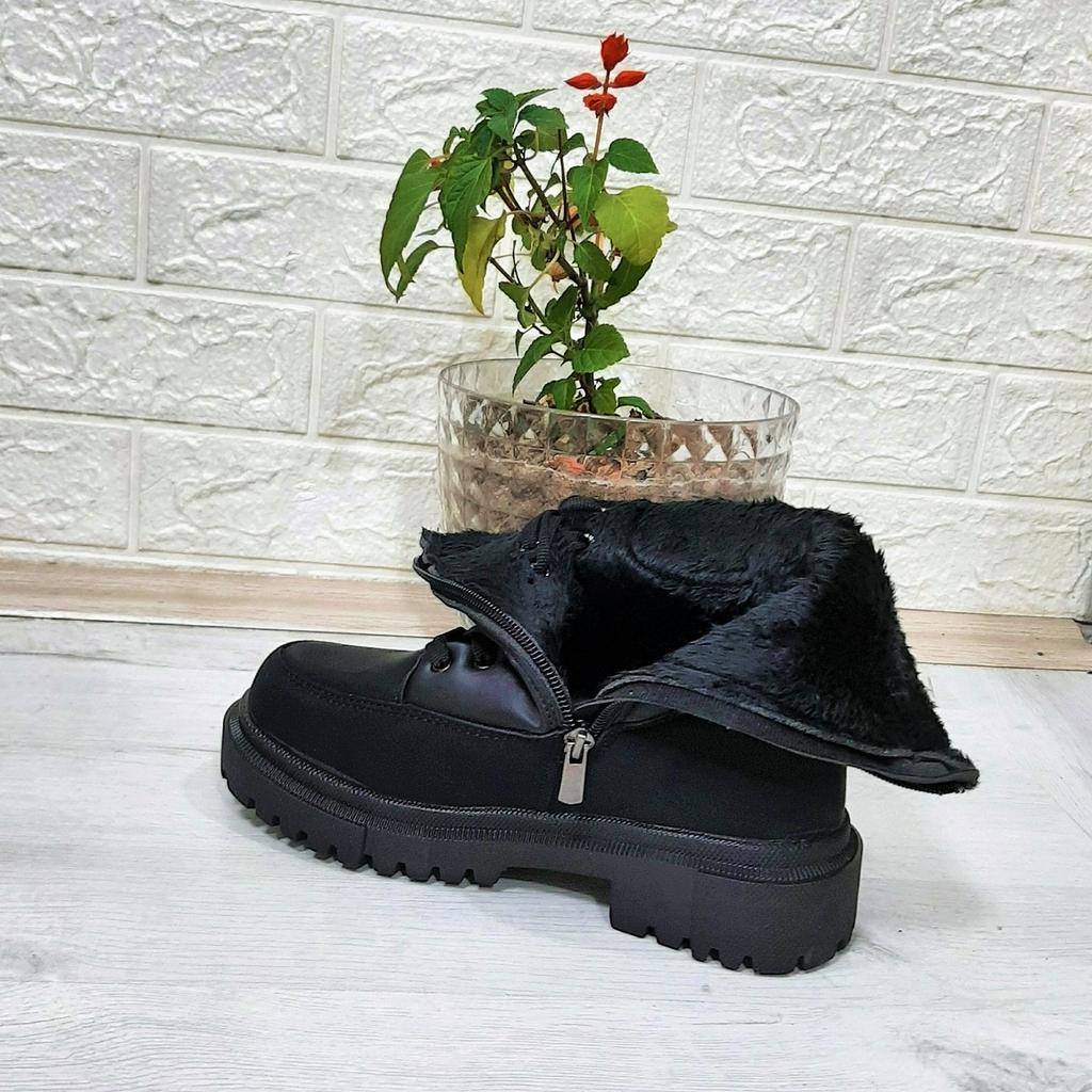 Twingo 900 Black Color Zippered Women's Boots with Fur Inside