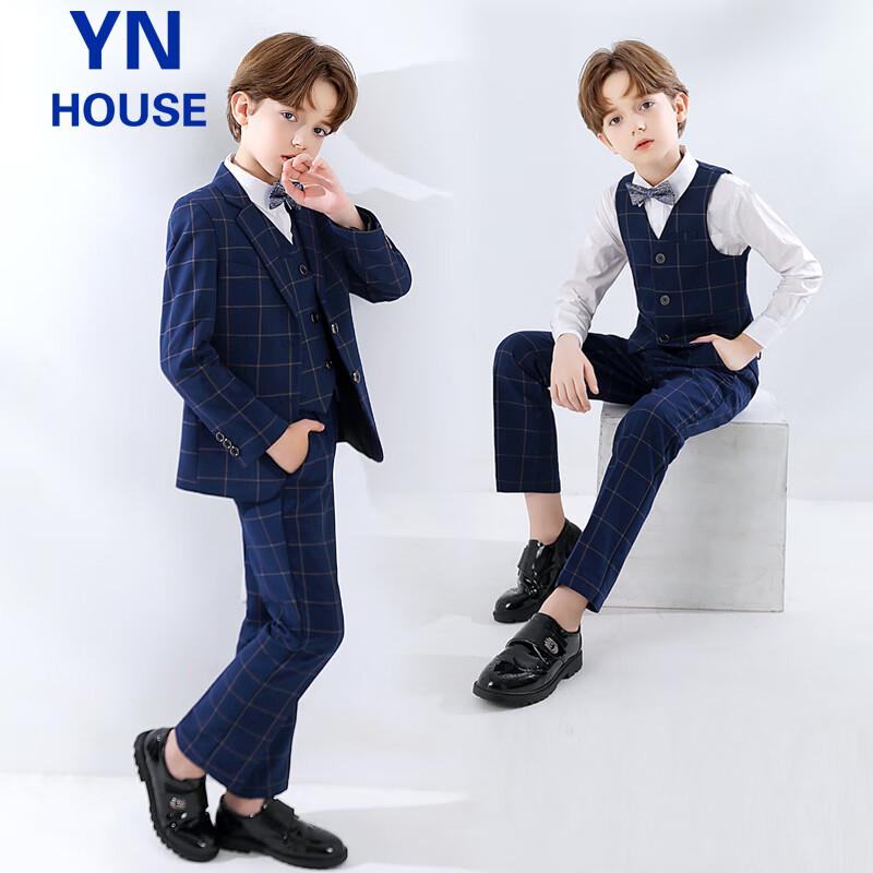 

Boy s Navy Plaid Formal Suit Set 150 (67-80 jin)