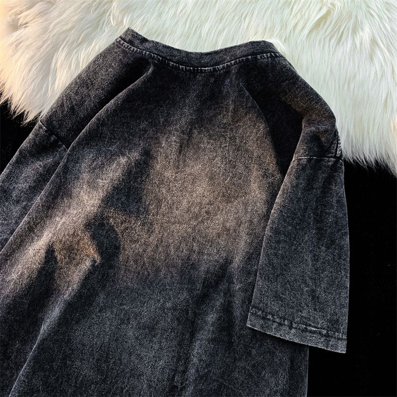 Men's Acid Wash Oversized T-Shirt Vintage Distressed Crew Neck Short Sleeve Streetwear Top