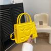 Elegantní Retro Jednobarevná Mini Kabelka Všestranná Korejský Styl Vzor Srdce Láska PU Kůže Crossbody Taška přes Rameno pro Středoškolačky