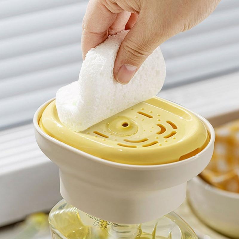 Hygienic Dishwashing Liquid Press Sink Hand Soap Dispenser Kitchen Detergent Presser Pump With Sponge Tray