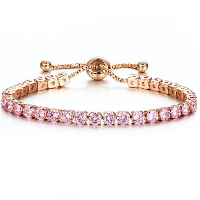 Stylish Stylish Zircon Crystal Cubic Zirconia Tennis Women Bracelets Gold Color Color Chain Shiny Charm Bracelets Armbanden Voor Vrouwen Bijou