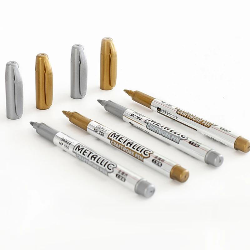 Metallic Marker Stift Wasserdicht Permanent Acryl Gold Silber Farbe Stift Schulsachen Textmarker DIY Malen
