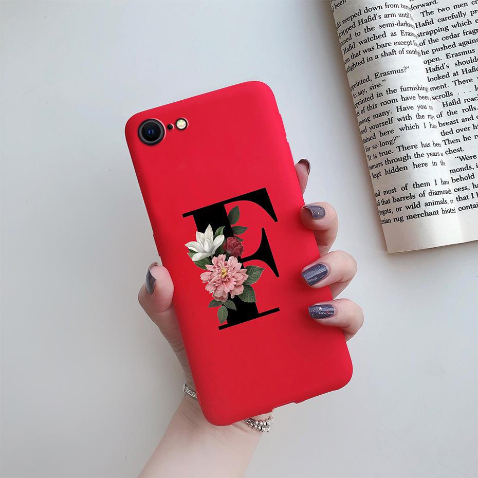 

For iPhone SE 2020 Cover Alphabet Letter Flower Silicone Phone Case Soft Fundas Coque for iPhone se 2020 6s 7 8 Plus Bumper Case iPhone 7 8