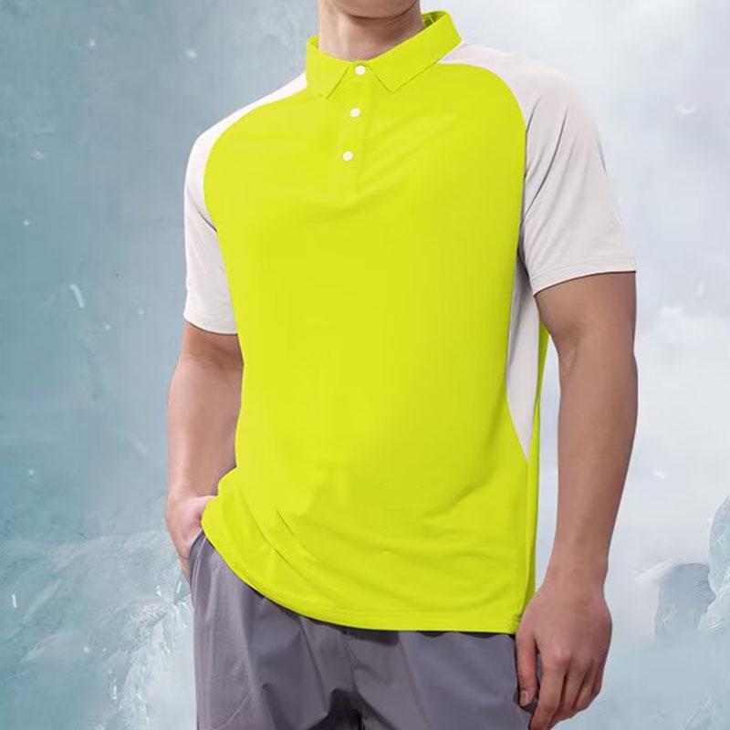 Men s Quick-Dry Slim Fit Lapel Polo Shirt - Breathable, Elastic, Short Sleeve for Sport & Casual Wear S жёлтый