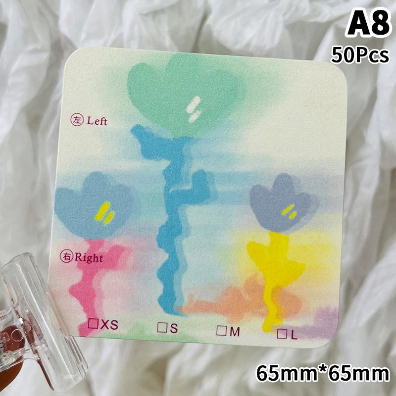 50Pcs Press On Nail Cardboard Cards 6.5X6.5Cm 8X8Cm Cartoon Pattern Nail Art Display Photo Props Card False Nail Tips Manicure