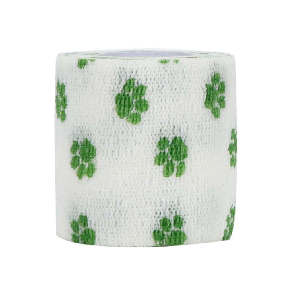 Elastic Fiber Pet Self-adhesive Bandage Non-woven Fabric Stretchable Dog Paw Wrap Printed Paw Pattern Breathable