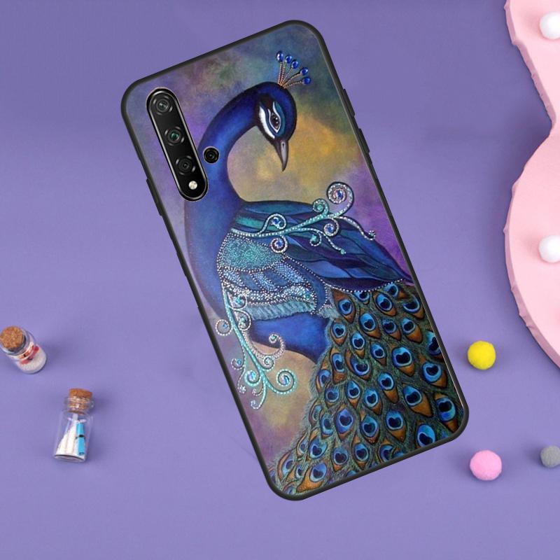 Vogel Pfauenfeder Hülle Für Huawei P30 P20 P40 Lite Nova 5T 11i 8i 3i 9 10 SE 11 Pro Y90 Y70 Y61 Y60 Y91 Hülle