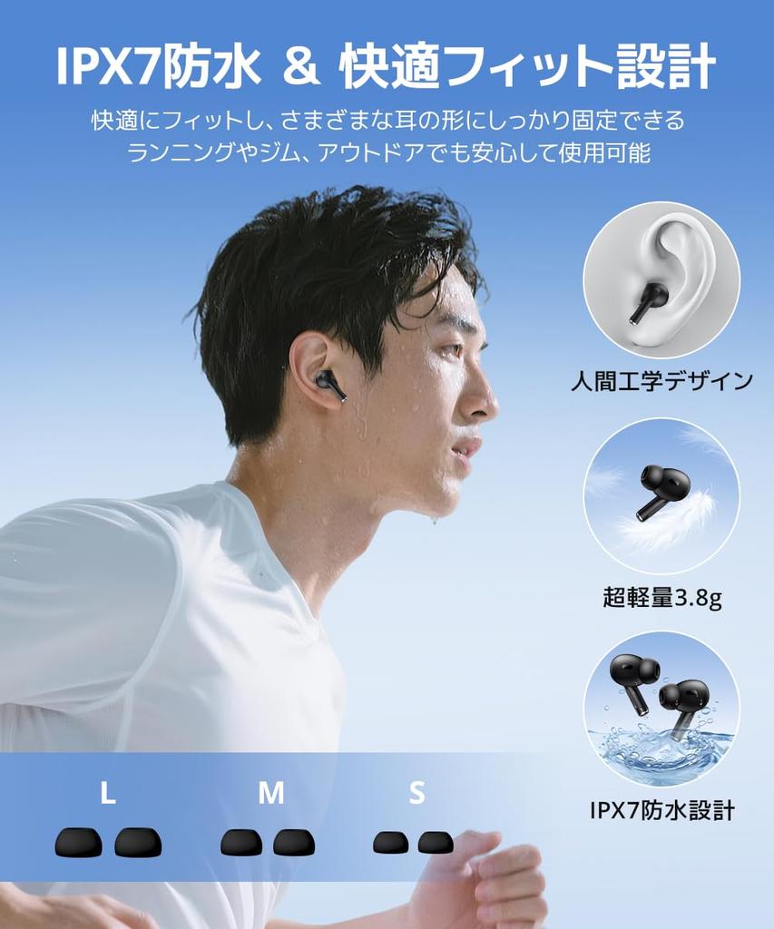 New for Futuristic Bluetooth Wireless Earbuds with LCD Features Noise Call Sound Quality Large Long Low IPX7 Battery Level GPS Fast Playback Sound