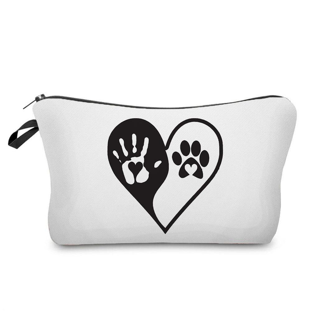 Women Dog Paw Print Cosmetic Bag Toiletries Organize Travel Storage Case 6874