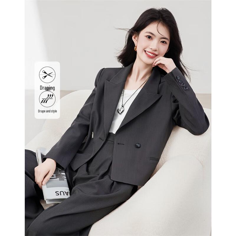 

Xinfiyu Премиальный серый пиджак для женщин XL