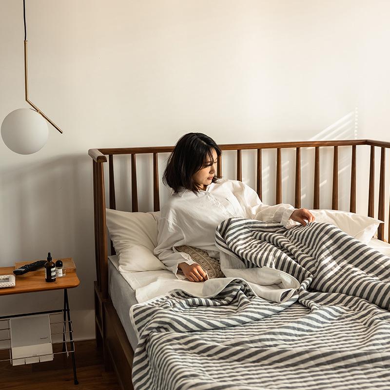 Muji Japanese Striped Pure Cotton Summer Quilt - Cool & Comfortable Blanket