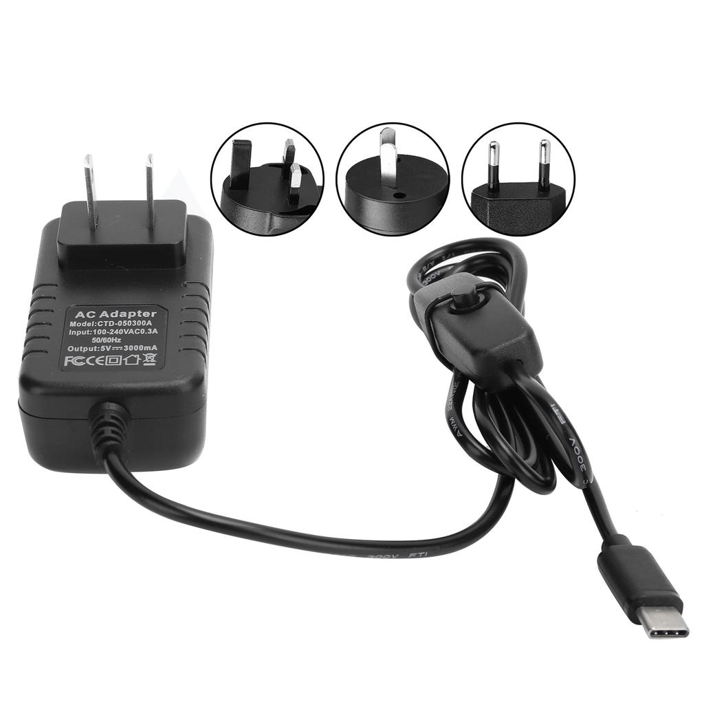 4B 5V 3A TypeC Şarj Cihazı için Güç Kaynağı Açma/Kapama Anahtarlı Güç Adaptörü 100240V