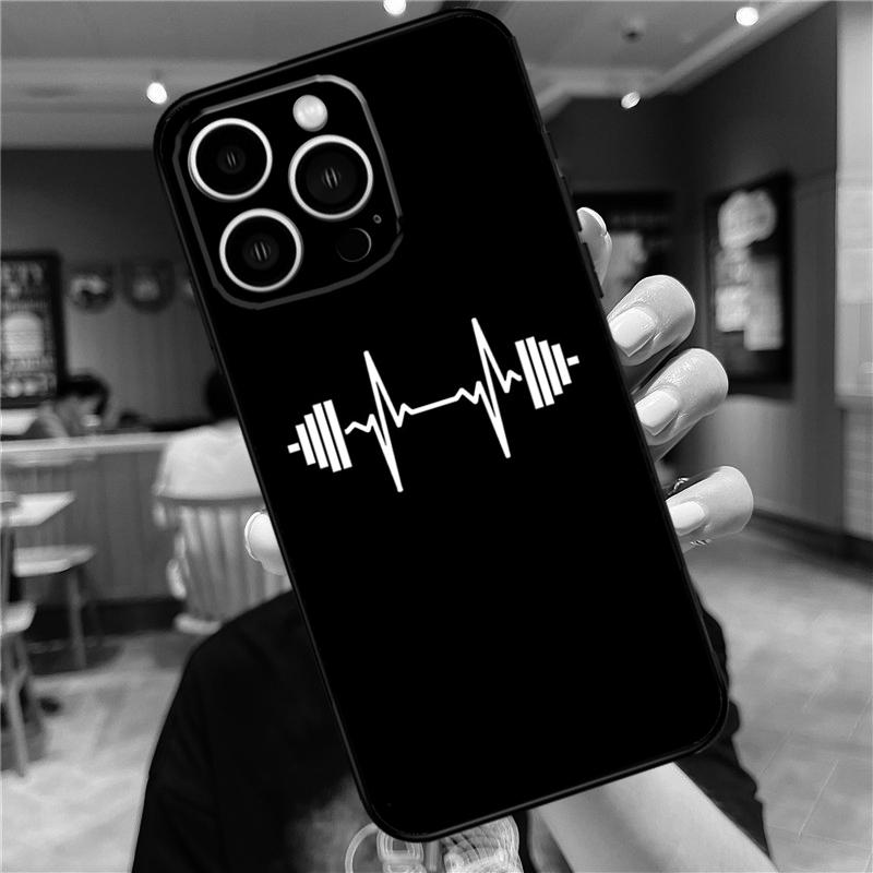 Bodybuilding Gym Fitness Case For iPhone 17 16 15 13 12 11 14 Pro Max Mini Plus 16e 17 Air Bumper Cover Accessories