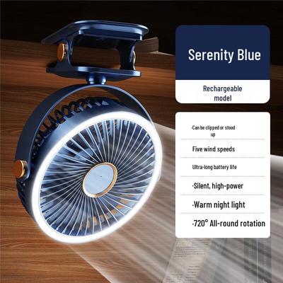 OEING Mini Tragbarer Wiederaufladbarer Clip-on Schreibtischventilator mit Nachtlicht