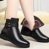 Soft leather mother snow boots women's winter new velvet cotton boots women's short boots soft sole non-slip middle-aged and elderly cotton shoes
