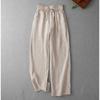 Women's High Waist Wide Leg Pants Loose Fit Trousers Drawstring Waist Linen Blend Thin Casual Long Pants With Side Pockets For Summer Daily Wear