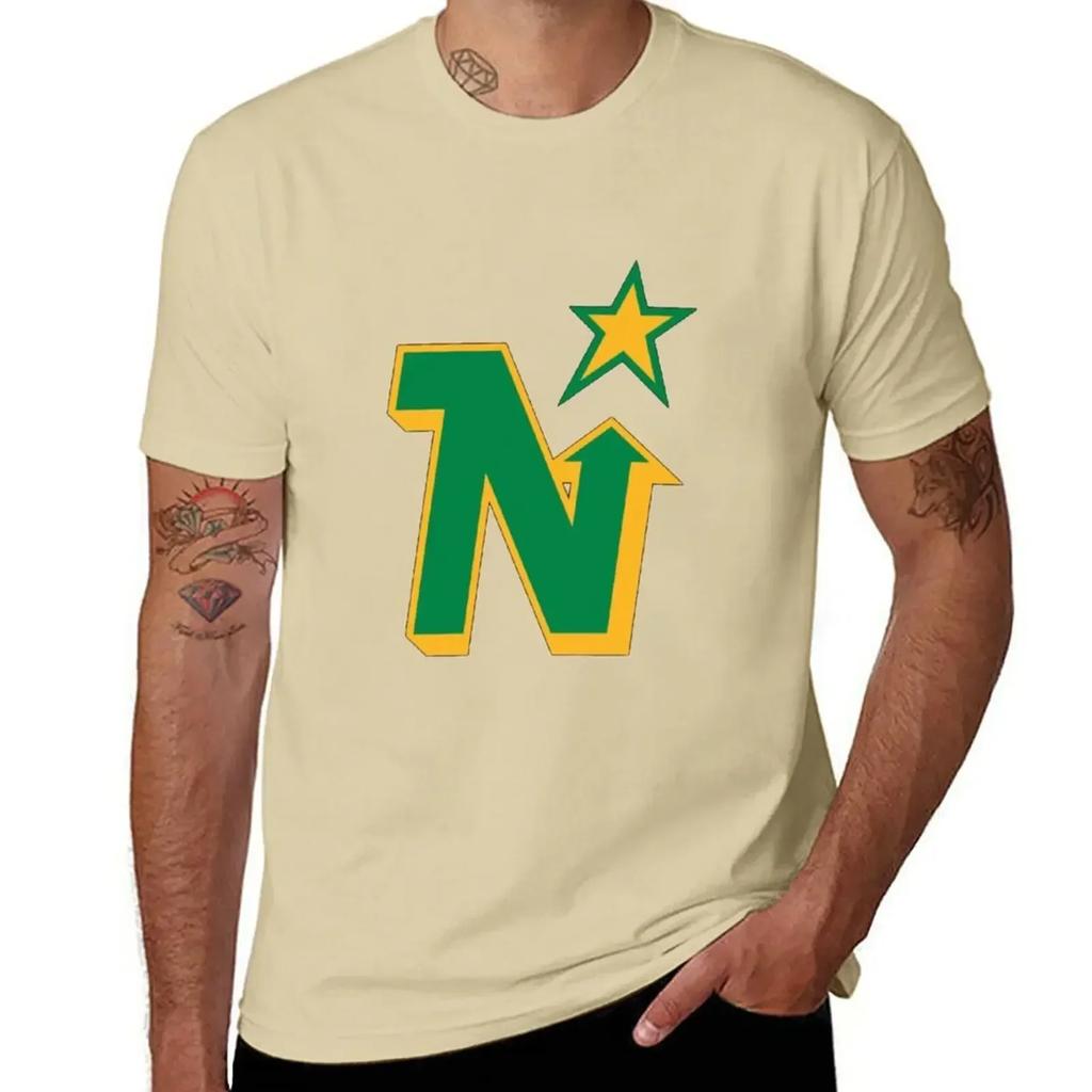 Minnesota North Stars Vintage Hockey Vintage Logo T-Shirt Summer Tops Tees Quick Drying Men's T-shirt