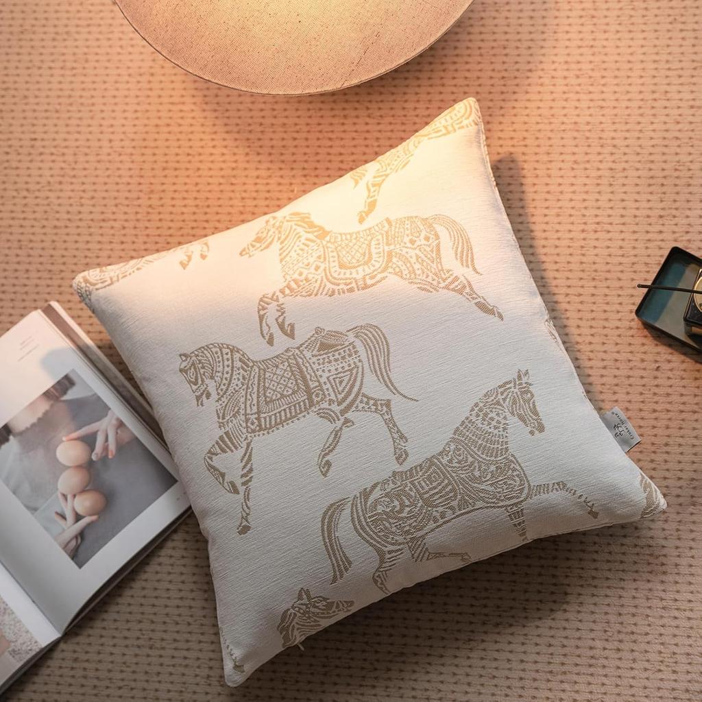 New Oat Color High End Geometric Jacquard Cushion Cover Double-Sided Modern Light Luxury Pillow Covers Decorative Decor Home