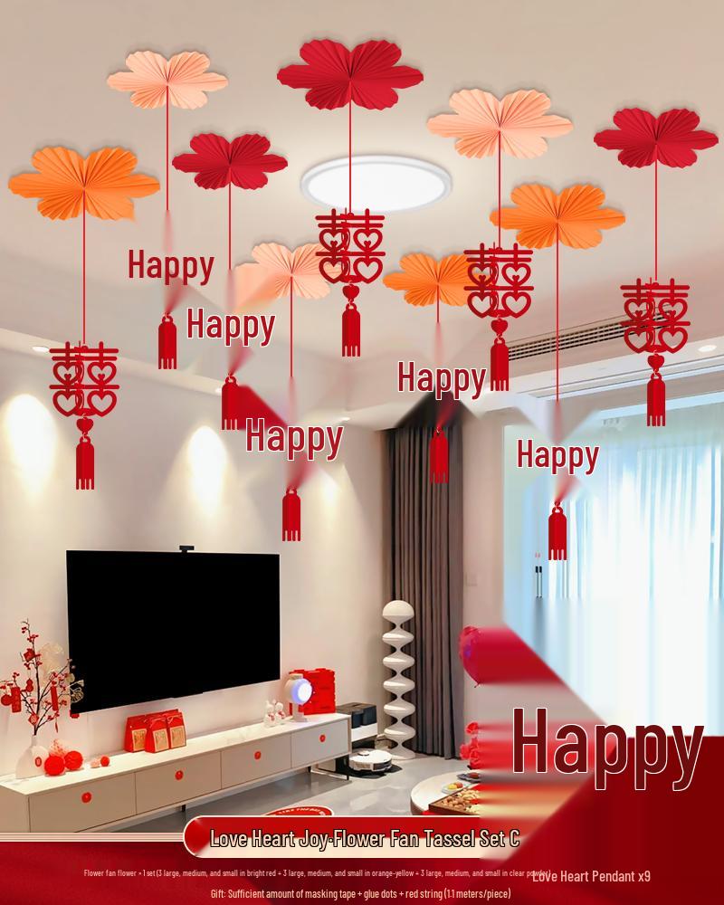 Ceiling Hanging Decorations: Wedding, Living Room, Bedroom, Boudoir Pendants & Fan Floral Ornaments