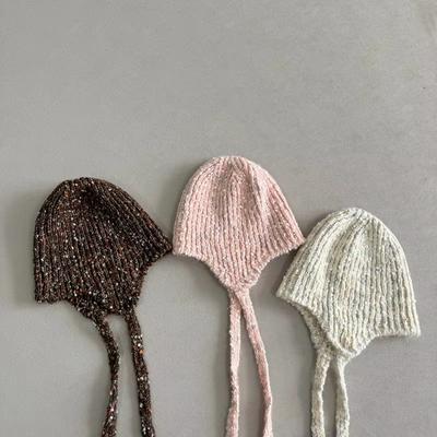 Cute Baby Girl Hat with Braids Brim Winter Warm Knitted Earflap Cap Fashion Beanie for Toddler Soft Yarn Crochet Infant Hat