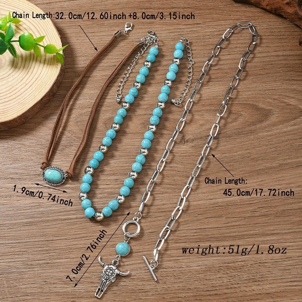Bohemian Turquoise Beads Pendant Necklaces Multilayer Clavicle Chain New Choker Necklace Jewelry