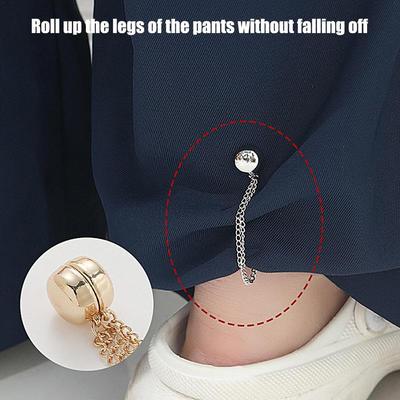 4pcs Multi-Function Magnetic Clothing Clip With Chain Metal Buttons Clip Clothes Scarf Trouser Legs Cuff Fixing Magnet Pin