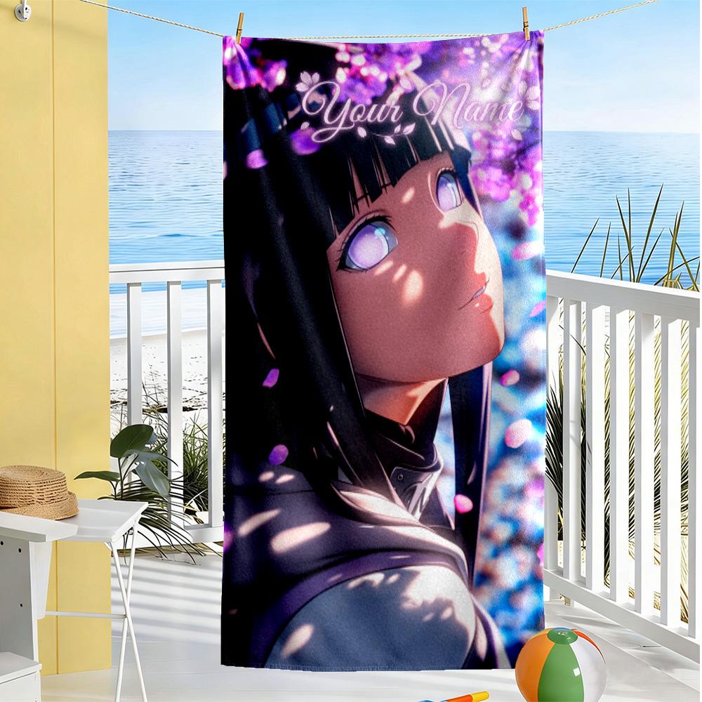 Naruto Character Personalized Text Beach Towel Quick-Dry Soft Microfiber Perfect for Traveling Yoga Camping and Swimming