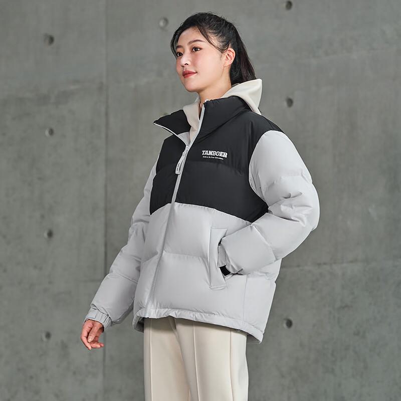 Tanboer Unisex Stand Collar Color Block Thick Down Jacket TD236322