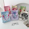 Portable Cartoon Knitted Bucket Bag Handmade Large Capacity Wrist Bag Woven Ring Buckle Handbag for Women Girls