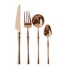 European Rose Gold 304 Stainless Steel Western Cutlery Set: Long Handle Mixing Spoon & Fruit Fork.